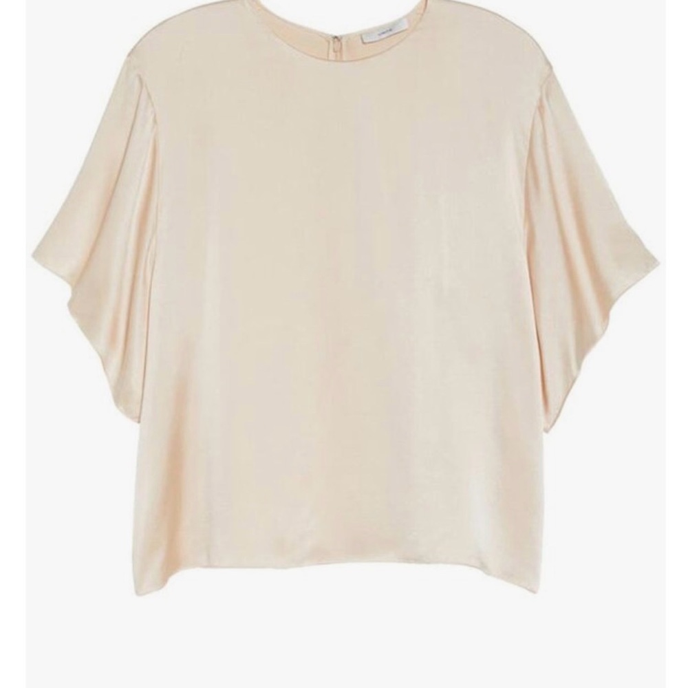 Vince Rose Water Flutter Sleeve silk blouse
